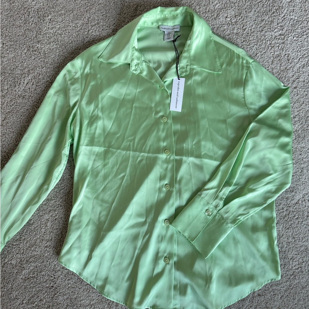 Button down, long sleeve silk shirt